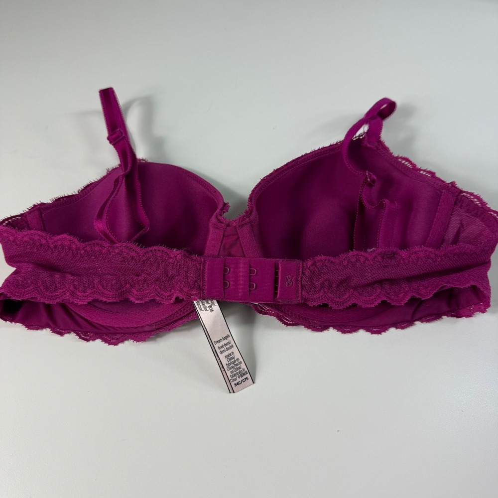 Victoria's Secret Dream Angels Lined‎ Demi Bra Magenta Floral Lace 34C - Picture 4 of 6